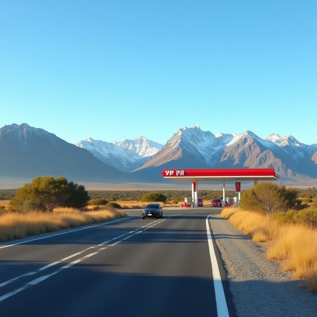 Estación YPF en ruta patagónica